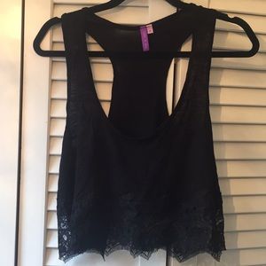Emma and Sam Short Black Crop Top With Lace